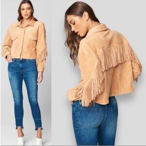 NWT Blank NYC High Horse Suede Fringe Jacket With Fringe In Color Camel